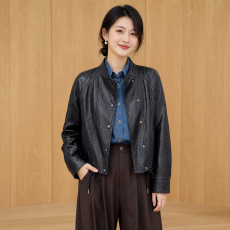 批发2026秋季女装新款时尚复古高级感短款皮衣外套