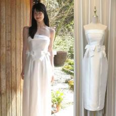 批发法式缎面抹胸轻<b class='q'>婚纱</b>礼服裙2025新款<b class='q'>新娘</b>领证登记白色晨袍出门纱女
