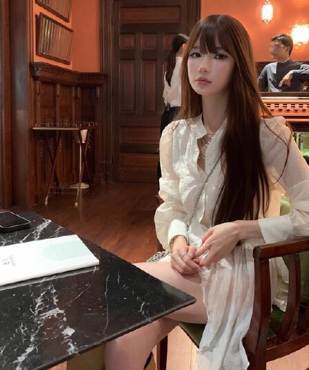 chicyou 요정 가스 chl e 우아한 마이크로 시스루 어렴풋이 나타나면 불규칙 밑단 셔츠
