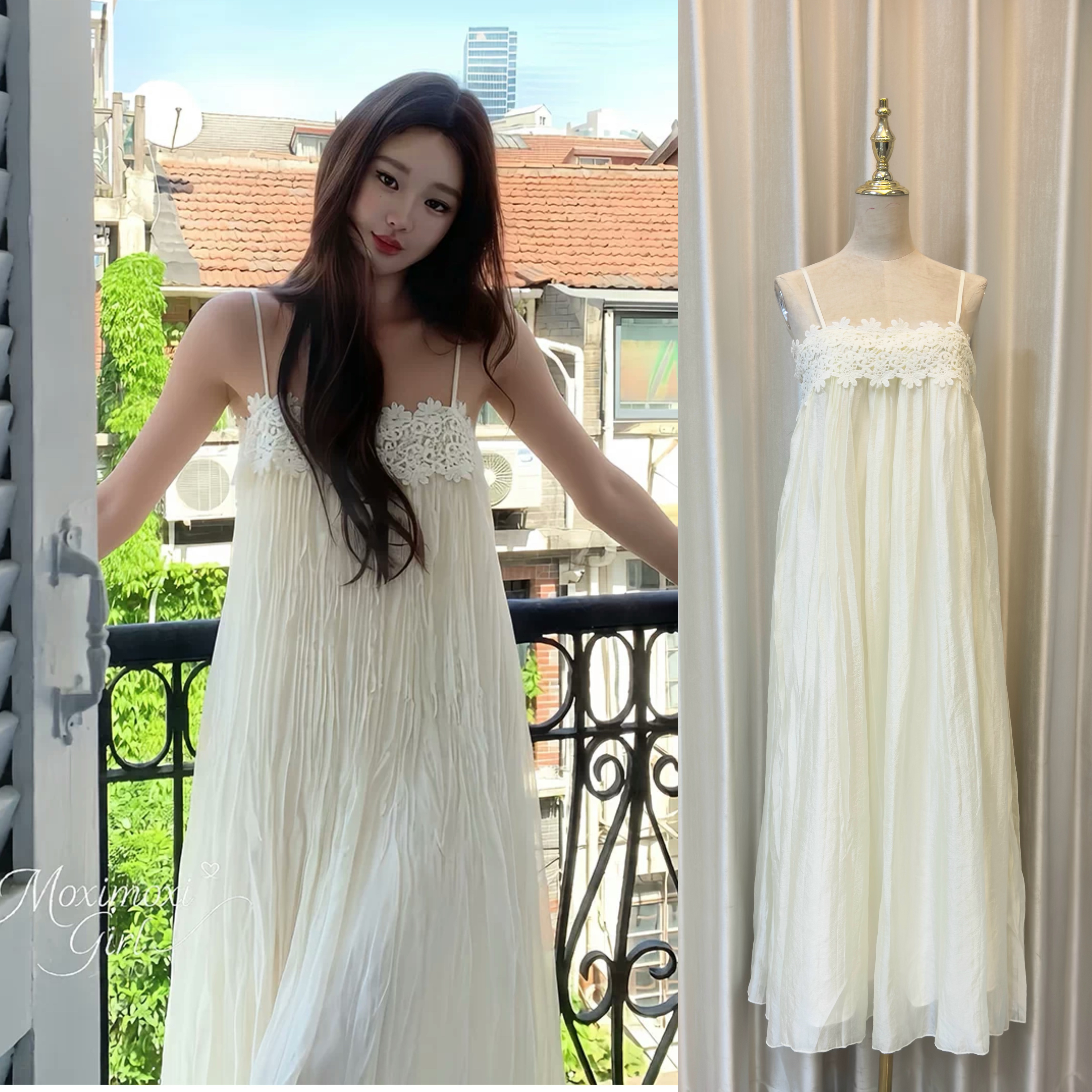 문 타락한 부드러운 바람 질감 센스 2026 새로운 프랑스식 민소매 여성 드레스 여름 레이스 슬립 드레스