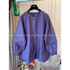 批发超好看绝美法式气质<b class='q'>灯笼袖</b>紫色棉布<b class='q'>衬衫</b>宽松遮肉上衣秋季2026女装