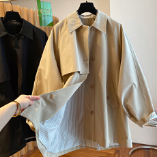 批发大码欧货工装风衣外套女<b class='q'>春</b>秋季2026新款胖mm宽松高级感中长款大衣