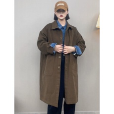 批发大码风衣外套女2025年秋季新款小个子宽松时尚气质工装中长款大衣