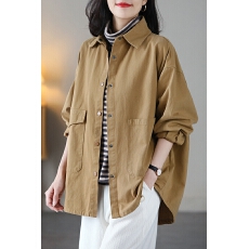 批发时尚洋气棉布外套2026年春季新款女装宽松<b class='q'>大码</b>休闲风衣<b class='q'>长袖</b>衬衫潮