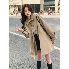 批发卡其色风衣外套女小个子2026<b class='q'>春</b>季中长款灯笼袖休闲百搭