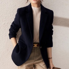 批发高级感毛呢子西装<b class='q'>外套</b>女2026春秋新款加厚气质黑色休闲小西服上