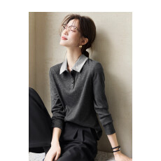 批发撞色拼接亲肤<b class='q'>衬衣</b>2026早秋新款时髦百搭舒适休闲小衫女