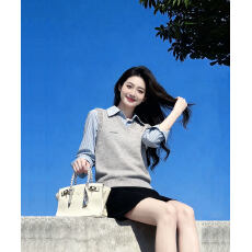 批发2026超火穿搭一整套秋冬韩系学院风针织马甲<b class='q'>条纹</b>衬衫半身<b class='q'>裙</b>套装春