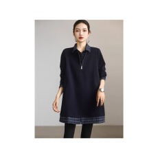 批发休闲翻领假两件<b class='q'>卫衣</b>女2025年秋季新款中长款上衣欧货大码女装