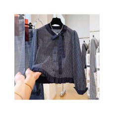 批发<b class='q'>欧洲站</b>蝴蝶结格子长袖衬衫女2026春秋<b class='q'>新款</b>大码别致超好看洋气衬衣