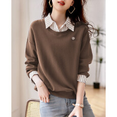 批发欧货假两件polo领长袖卫衣女春装2026新款小众设计感女士上衣