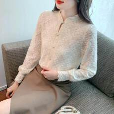 批发2026新款早春<b class='q'>蕾丝</b>女雪纺<b class='q'>蕾丝</b>修身显瘦时尚洋气长袖时尚上衣