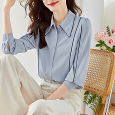 批发2026春新款上衣雪纺韩系洋气<b class='q'>大码</b>长袖衬衣设计感小众衬衫女<b class='q'>打底衫</b>