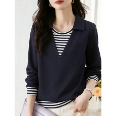 批发休闲翻领假两件<b class='q'>卫衣</b>女2026年春季新款<b class='q'>宽松</b>上衣欧洲站大码女装