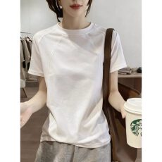 批发欧货<b class='q'>纯棉</b>白色短袖T恤女2026新款夏季宽松显瘦圆领减龄<b class='q'>打底衫</b>上衣