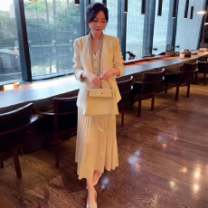 批发秋日穿搭一整套<b class='q'>大码</b>胖mm<b class='q'>西装</b>外套马甲百褶半裙轻熟时尚三件套装女