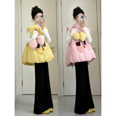 批发冬季穿搭一整套大码<b class='q'>胖</b><b class='q'>mm</b>棉服马甲叠穿打底衫微喇裤甜美三件套装女