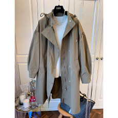 批发中长款连帽风衣外套女装<b class='q'>冬</b>季大码胖mm宽松加绒加厚休闲复古冲锋衣