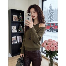 批发小众炸街高级感女装春秋穿搭打底衣假两件时尚针织衫套头毛衣上衣