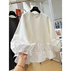 批发慵懒风荷叶边拼接卫衣女春季2026<b class='q'>新款</b>韩系高级感宽松显瘦圆领上衣