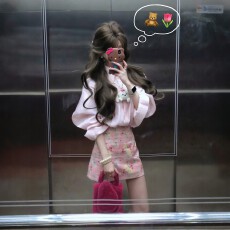 批发夏季穿搭一整套大码胖mm粉色<b class='q'>衬衫</b>上衣碎花半裙独特甜美漂亮套装女