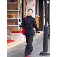批发春季穿搭一整套<b class='q'>大码</b>胖mm短款立领外套屁帘休闲裤松弛感好看套装女