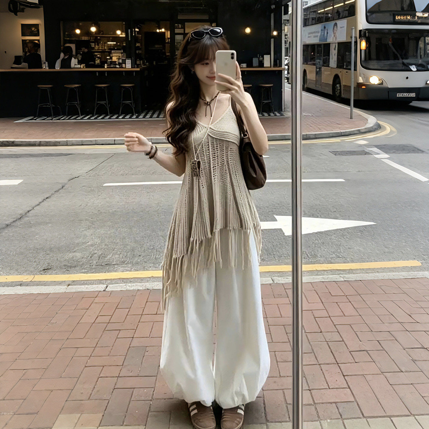 여름 코디 전체 집합 빅 사이즈 지방 mm 술 슬립 맨위 조거 와이드 레그 팬츠 휴가 바람 슈퍼 화재 세트 여성