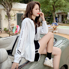 批发实拍夏季薄款防晒衣外套女<b class='q'>装</b>字母印花新款小个子女士短款防晒服