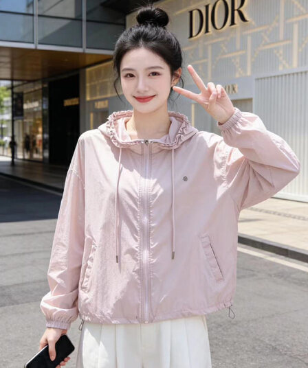 실사 한국 스타일 루즈핏 후드 얇은 스타일 통기성 국방 자외선 카디건 코트 자외선 차단 복 에어컨 서비스