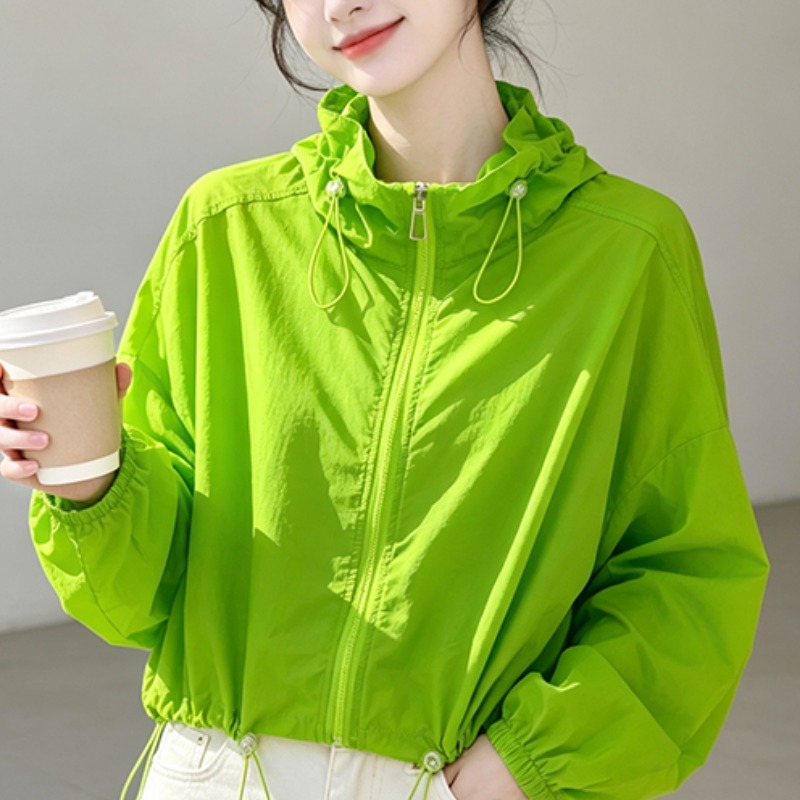 폴로 칼라 펌프 로프 레이스업 자외선 차단 의류 여름 얇은 스타일 긴팔 맨위 루즈핏 슬림해 보이는 통기성 다용도 캐주얼 맨위