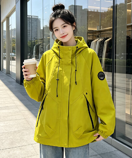 실사 기능 바람 후드 펌프 로프 방풍 언론 버클 襟 배색 지퍼 서있는 사려 깊은 가방 가을 어깨 밴딩 완장 섹션
