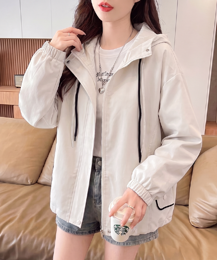 실사 캐주얼 후드 오픈 가디건 루즈핏 가을 어깨 소매 긴팔 재킷 빅 포켓 배색 펌프 로프 뭉치 구두 슬림해 보이는 섹션