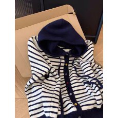 批发慵懒风<b class='q'>条纹</b>撞色长袖针织<b class='q'>开衫</b>女春秋2025秋季新款时尚宽松毛衣外套