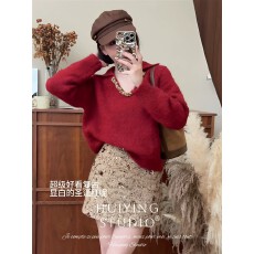 批发秋冬小香风穿搭套装裙气质高级感新年红毛衣亮片半身裙<b class='q'>时尚</b>一整套