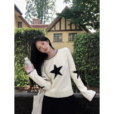 批发气质减龄穿搭设计圆领毛衣女秋冬宽松显瘦<b class='q'>休闲</b>内搭打底针织衫上衣
