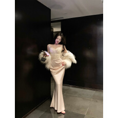 批发实拍实价法式<b class='q'>吊带</b>连衣裙女2025秋蕾丝拼接<b class='q'>长裙</b>包臀裙生日裙子