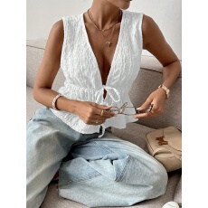 批发品质跨境 速卖通 亚马逊 外贸 希音 TikTok系带无袖上衣