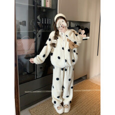 实拍实价！  秋冬加厚波点珊瑚绒保暖家居服套装