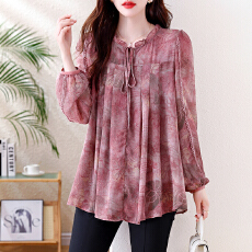 批发大码女装宽松V领2025秋季新款气质减龄高级显瘦显白遮肚百搭上衣