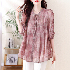 批发2026春夏大码女装<b class='q'>印花</b>洋气时髦收腰高级减龄显瘦遮肚胖MM百搭上衣