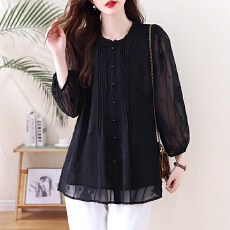 批发大码<b class='q'>女装</b>2026夏季新款<b class='q'>胖</b>MM<b class='q'>花边领</b>宽松显瘦遮肚七分袖衬衣