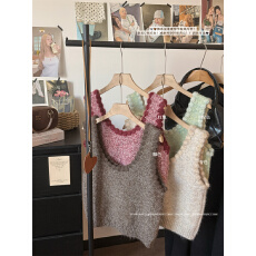 批发实拍实价~针织吊带背心马甲女时髦洋气外穿无袖外搭叠穿短款上衣