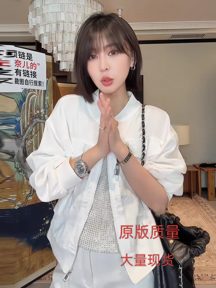 마이크로 지방 mm 빛 럭셔리 고급 센스 스탠드 칼라 지퍼 재킷 여성 코트 디자인 센스 캐주얼 다용도 슬림해 보이는 루즈핏 맨위