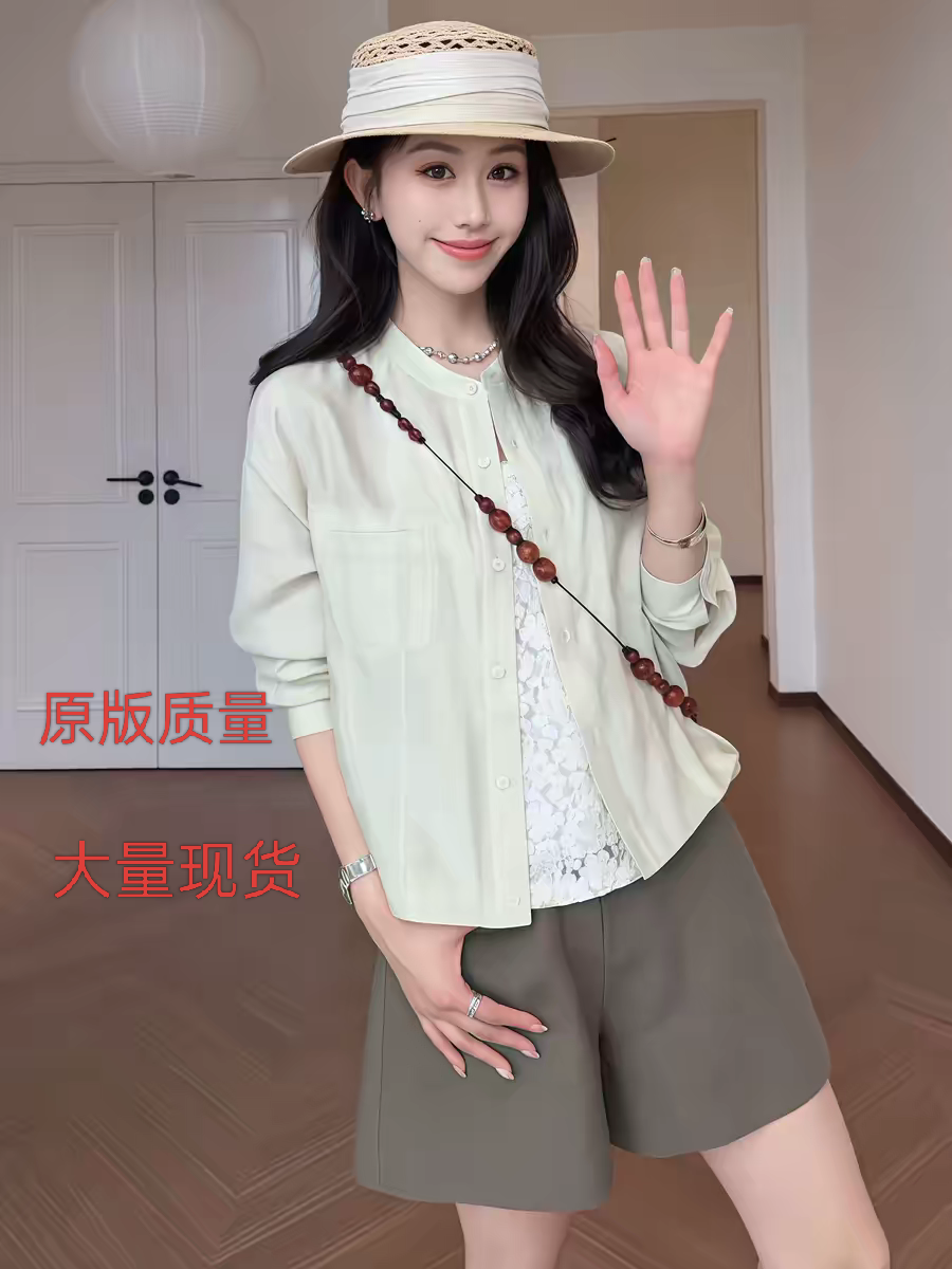 마이크로 지방 한 부서 바람 chic 아마 얇은 스타일 자외선 차단 셔츠 짧은 여성 코트 여름 루즈핏 슬림해 보이는 싱글 줄 버튼 맨위