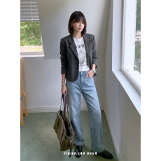 批发【柔屿光】秋季短款西装休闲小众气质宽松显瘦通勤<b class='q'>外套</b><b class='q'>女</b>