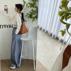 批发有货 KOREA 潮流风向标~清爽撞色蓝白条纹抽绳纽扣装饰慵懒<b class='q'>阔腿裤</b>