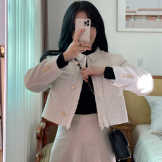 批发有货KOREA 韩版气质名媛高级感粗花呢洋气毛须设计小香风短款外套