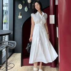 批发有货 Korea 复古港风气质女主风翻领设计减龄收腰显瘦<b class='q'>短袖</b><b class='q'>连衣裙</b>