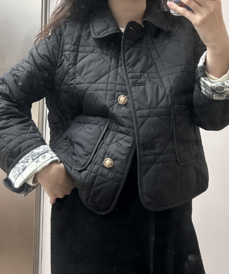 재고 있음 cherry 무거운 작업 레트로 무늬 인사이드 폴로 칼라 품격 링 그리드 작은 샤넬 스타일 솜을 넣은 재킷 양성 및 음성 웨어러블