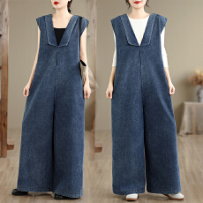 批发春夏<b class='q'>秋</b>加长连体裤 长裤 复古宽松显瘦牛仔背带裤 大码背带裤